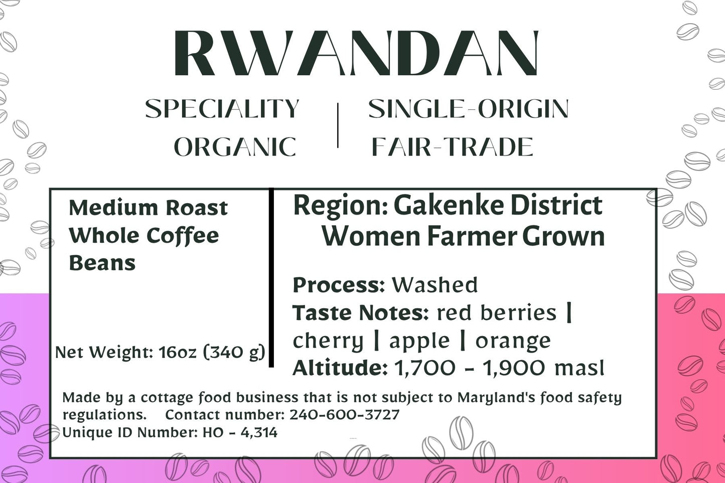 Rwandan - Speciality, Organic, Fair trade - Medium Roast