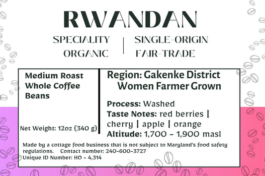 Rwandan - Speciality, Organic, Fair trade - Medium Roast